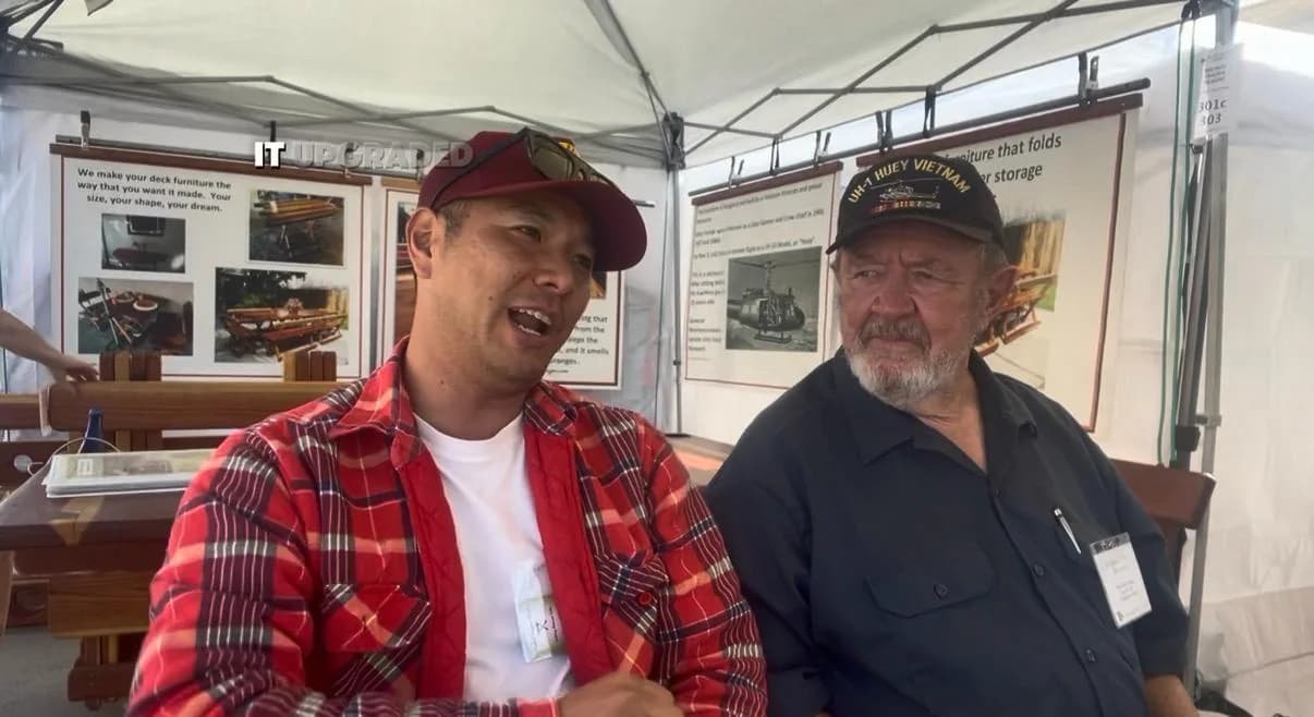 Yori with master craftsman Michael Frazier at the Fresno Home and Garden Show