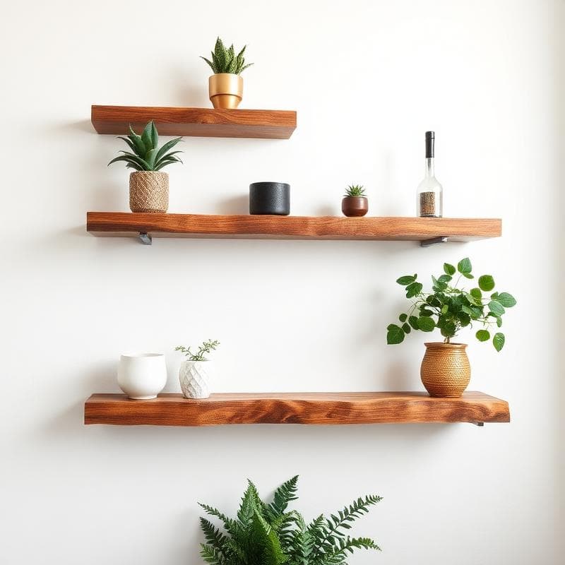 Finished custom wood shelves from the current site